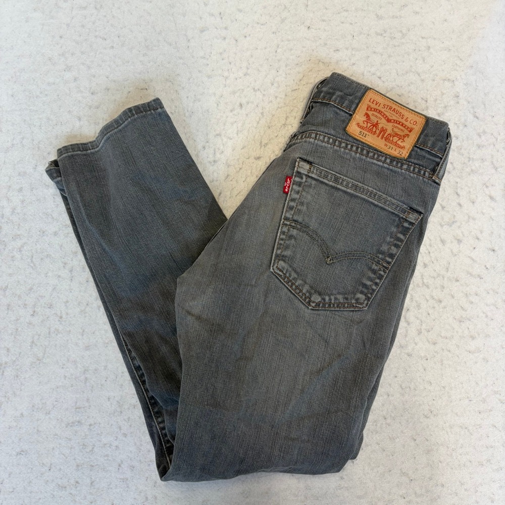 Levi's 511 Slim Fit Jeans Mens 31x32 Gray Denim Faded Stretch